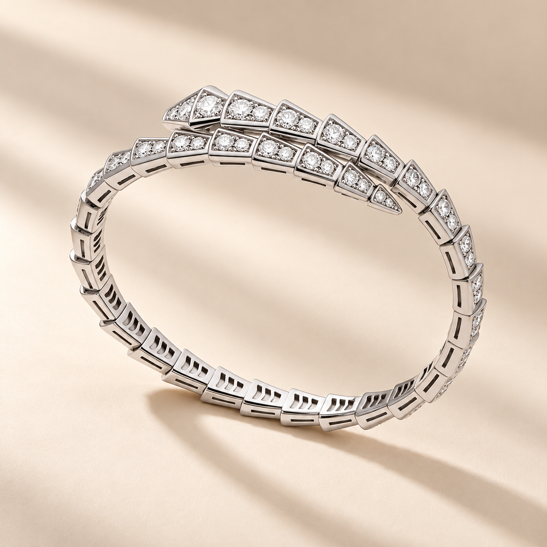 White Serpenti Pavé Diamonds Wrap Bracelet