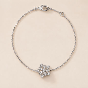 Lotus Pavé Diamonds Flower Bracelet