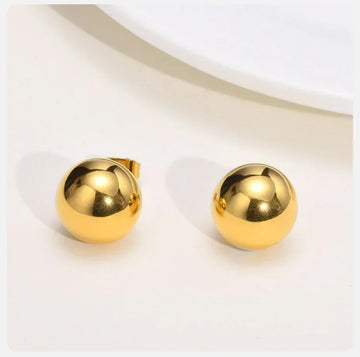Gold Tone Ball Stud Earrings