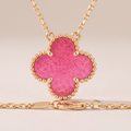 Alhambra Lucky Pink Enamel Clover 1 Motifs necklace