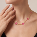Alhambra Lucky Pink Enamel Clover 10 Motifs necklace