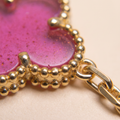 Alhambra Lucky Pink Enamel Clover 5 Motifs Bracelet