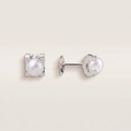 C Shaped Pearl Stud Earrings