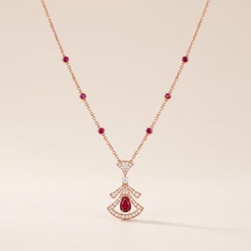 Diva's Dream Paved Red Openwork Pendant Necklace