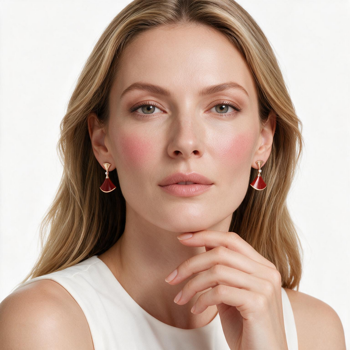 Diva's Dream Red Fan Drop Earrings
