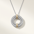 Edge Circle Pavé Diamond Pendant Necklace