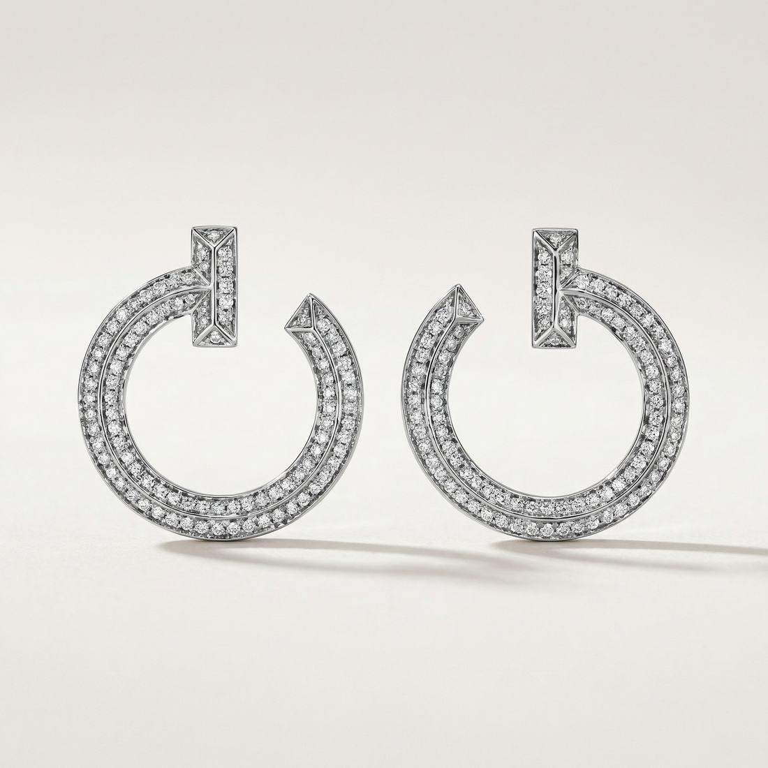 T T1 Open Pavé Hoop Earrings