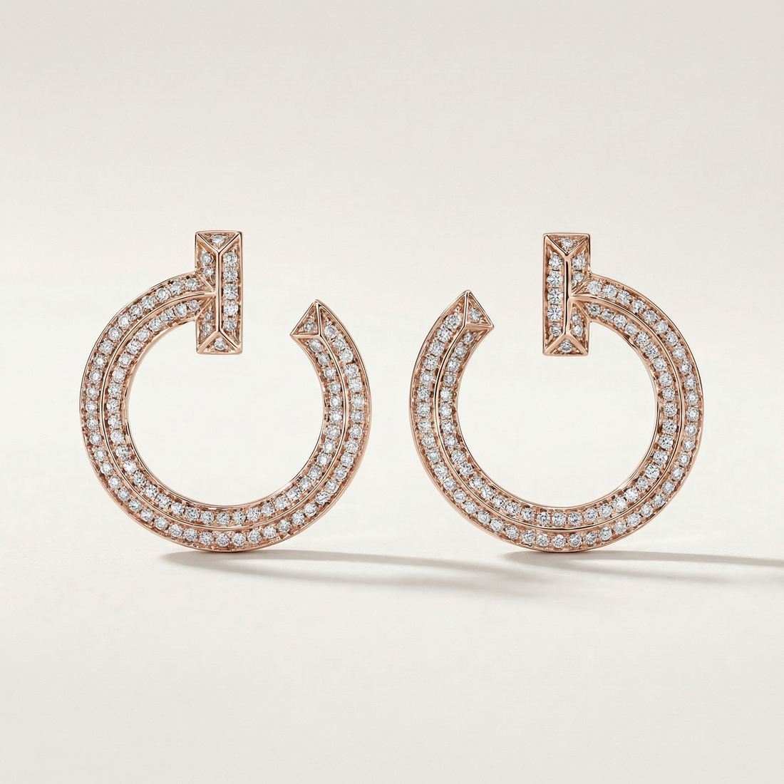 T T1 Open Pavé Hoop Earrings