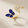Two Butterfly Between The Finger Turquoise Pavé Ring