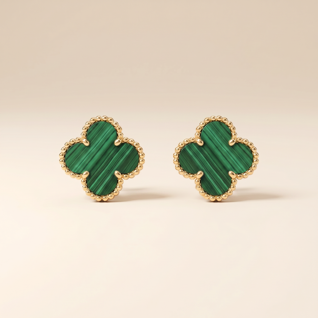 Vintage Alhambra Malachite Earrings
