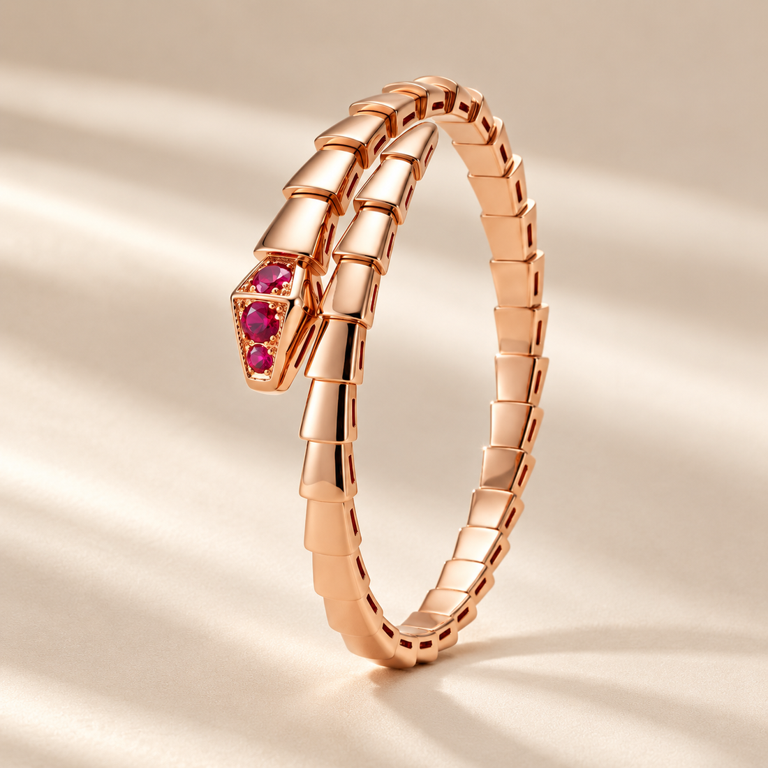 Serpenti Rose Red Stone Double Wrap Bracelet