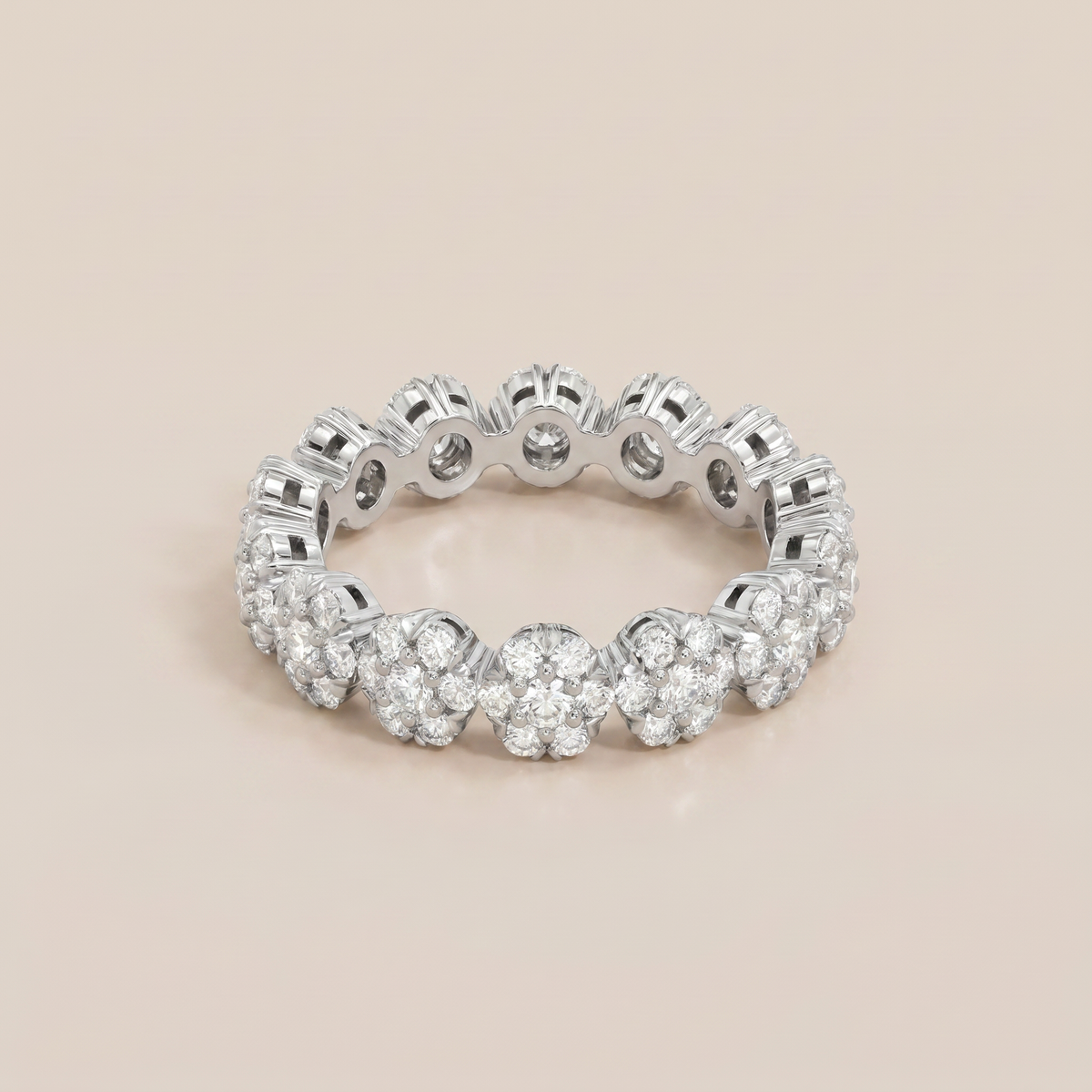 Fleurette Floral Eternity Pavé Diamonds Ring