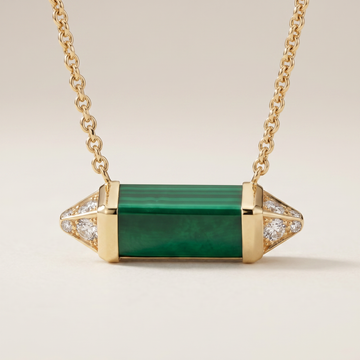 Les Berlingots De Malachite Pavé Diamonds Necklace