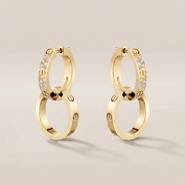 Love Double Pavé Diamonds Hoop Earrings