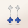 Magic Alhambra Blue Agate Pavé Diamonds Earrings