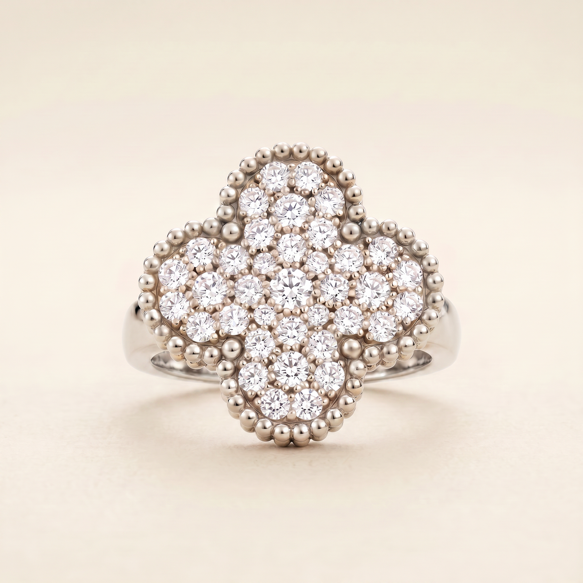 Magic Alhambra Pavé Diamonds Clover Ring