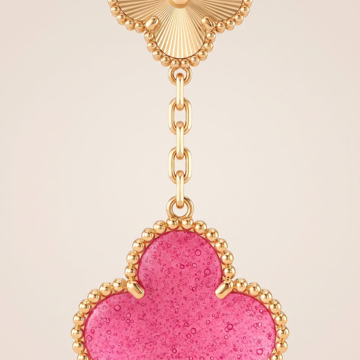 Magic Lucky Pink Enamel Clover Motifs Drop Earrings