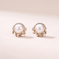 Olive Leaf Pearls Stud Earrings