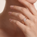 Perlée 3 Row Beaded Mixed Diamond Ring