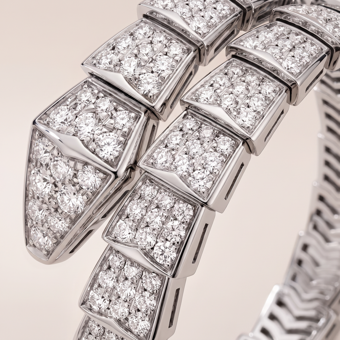 Serpenti White Pavé Diamonds Double Wrap Bracelet