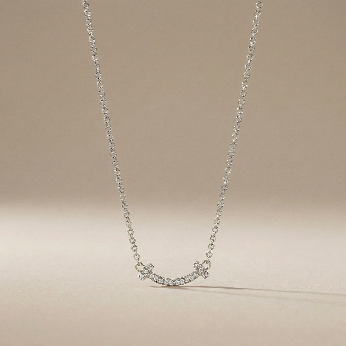 T Small Diamond Pavé Pendant Necklace
