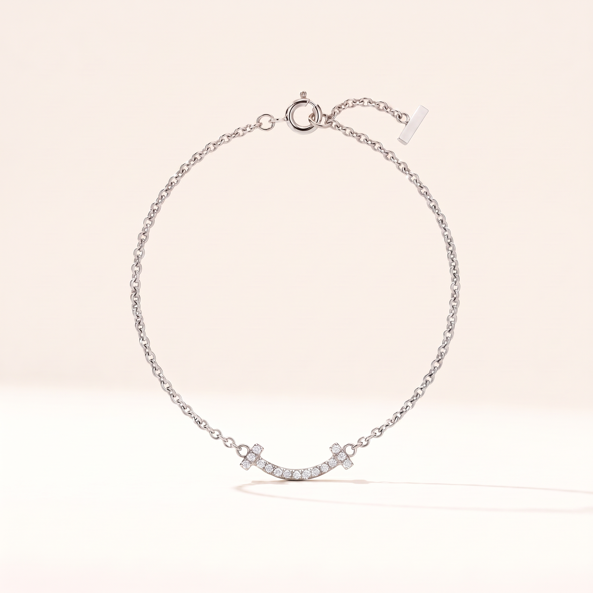 T Smile Pavé Diamonds Chain Bracelet