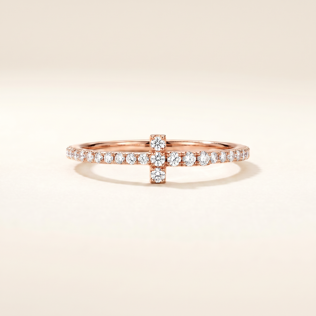 T Wire Pavé Diamonds Band Ring