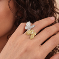 Two Butterfly Pavé Yellow Sapphire Ring
