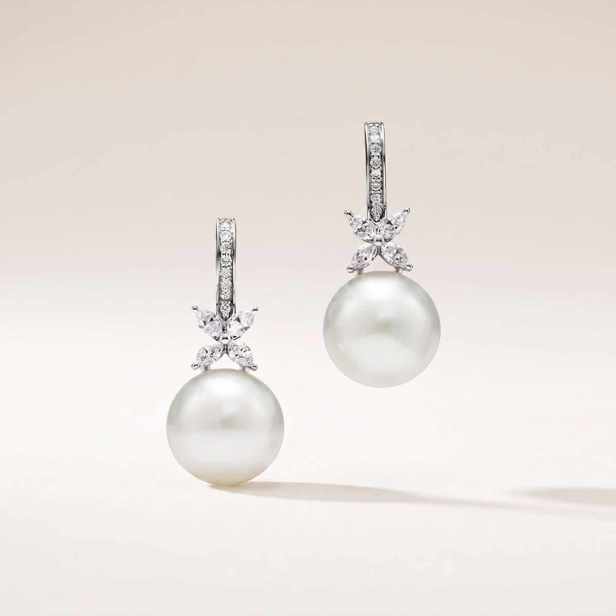 Victoria Pearl And Diamonds Earrings