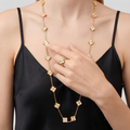 Vintage Alhambra Fluted And Diamond Clover 20 Motifs Necklace