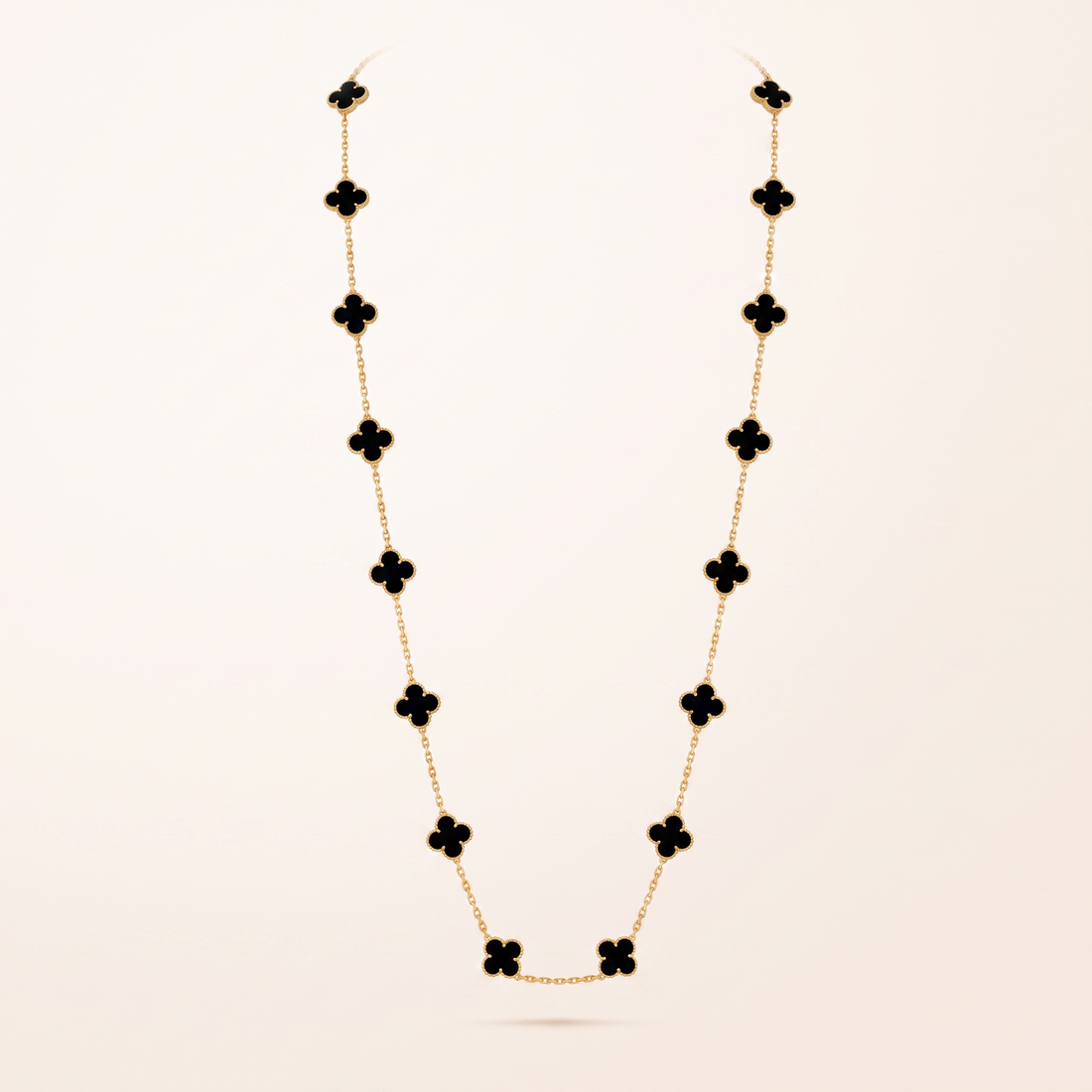 Vintage Alhambra Onyx Clover 20 Motifs Necklace