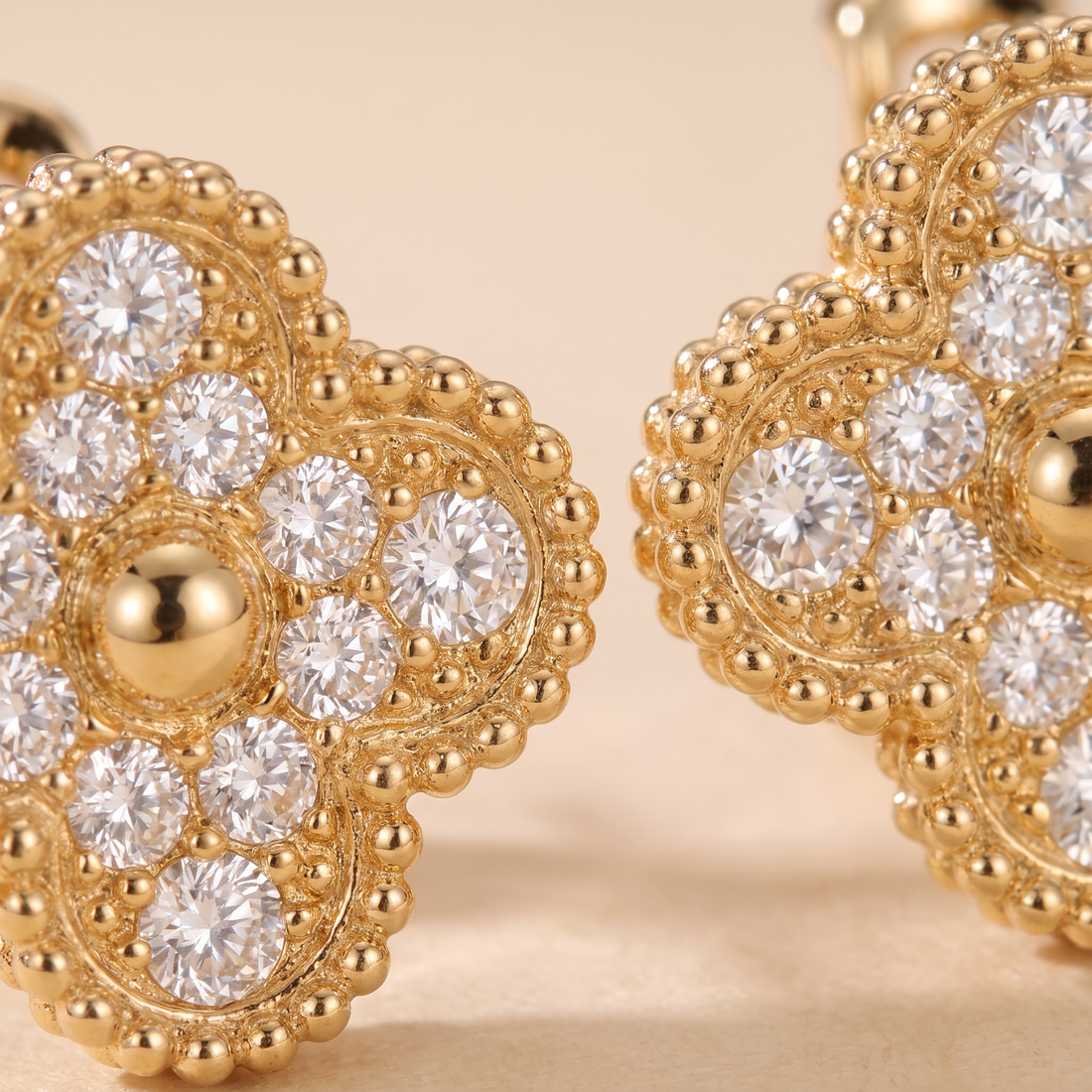 Vintage Alhambra Paved Diamond Earrings