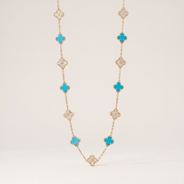 Vintage Alhambra Turquoise 20 Motifs Long Necklace